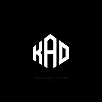 KAD letter logo design with polygon shape. KAD polygon logo monogram. KAD cube logo design. KAD hexagon vector logo template white and black colors. KAD monogram, KAD business and real estate logo. 