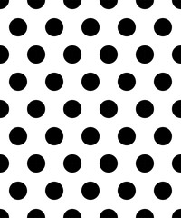 Classic monochrome minimalistic seamless pattern with dots and circles. Vector illustration. Medium-sized black and white circles.