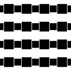 Classic monochrome minimalistic seamless pattern with dots. Vector illustration. The black squares are large and small with a horizontal stripe.