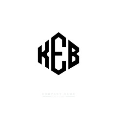 KEB letter logo design with polygon shape. KEB polygon logo monogram. KEB cube logo design. KEB hexagon vector logo template white and black colors. KEB monogram, KEB business and real estate logo. 