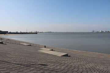 Weser dike in Bremerhaven, Germany