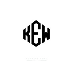 KEW letter logo design with polygon shape. KEW polygon logo monogram. KEW cube logo design. KEW hexagon vector logo template white and black colors. KEW monogram, KEW business and real estate logo. 