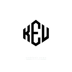 KEU letter logo design with polygon shape. KEU polygon logo monogram. KEU cube logo design. KEU hexagon vector logo template white and black colors. KEU monogram, KEU business and real estate logo. 