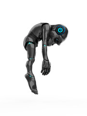 cyber monkey is being abducted side view