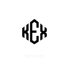KEX letter logo design with polygon shape. KEX polygon logo monogram. KEX cube logo design. KEX hexagon vector logo template white and black colors. KEX monogram, KEX business and real estate logo. 
