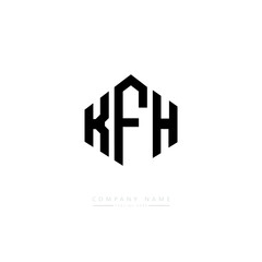 KFH letter logo design with polygon shape. KFH polygon logo monogram. KFH cube logo design. KFH hexagon vector logo template white and black colors. KFH monogram, KFH business and real estate logo. 
