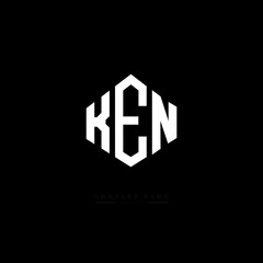 KEN letter logo design with polygon shape. KEN polygon logo monogram. KEN cube logo design. KEN hexagon vector logo template white and black colors. KEN monogram, KEN business and real estate logo. 