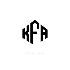 KFA letter logo design with polygon shape. KFA polygon logo monogram. KFA cube logo design. KFA hexagon vector logo template white and black colors. KFA monogram, KFA business and real estate logo. 