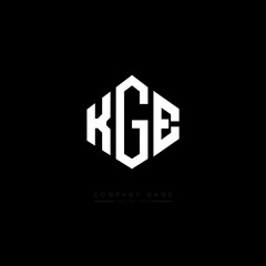 KGE letter logo design with polygon shape. KGE polygon logo monogram. KGE cube logo design. KGE hexagon vector logo template white and black colors. KGE monogram, KGE business and real estate logo. 