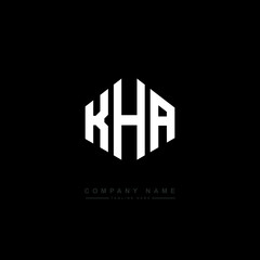 KHA letter logo design with polygon shape. KHA polygon logo monogram. KHA cube logo design. KHA hexagon vector logo template white and black colors. KHA monogram, KHA business and real estate logo. 
