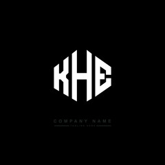 KHE letter logo design with polygon shape. KHE polygon logo monogram. KHE cube logo design. KHE hexagon vector logo template white and black colors. KHE monogram, KHE business and real estate logo. 
