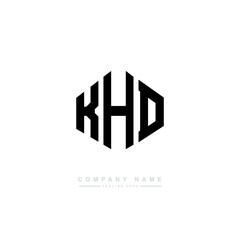 KHD letter logo design with polygon shape. KHD polygon logo monogram. KHD cube logo design. KHD hexagon vector logo template white and black colors. KHD monogram, KHD business and real estate logo. 