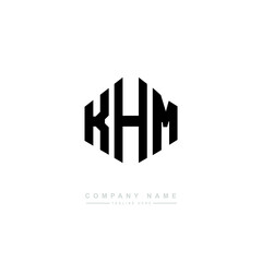 KHM letter logo design with polygon shape. KHM polygon logo monogram. KHM cube logo design. KHM hexagon vector logo template white and black colors. KHM monogram, KHM business and real estate logo. 