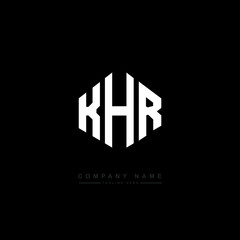 KHR letter logo design with polygon shape. KHR polygon logo monogram. KHR cube logo design. KHR hexagon vector logo template white and black colors. KHR monogram, KHR business and real estate logo. 
