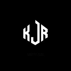 Obraz premium KJR letter logo design with polygon shape. KJR polygon logo monogram. KJR cube logo design. KJR hexagon vector logo template white and black colors. KJR monogram, KJR business and real estate logo. 