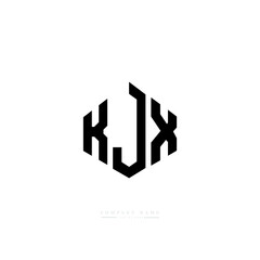 Naklejka premium KJX letter logo design with polygon shape. KJX polygon logo monogram. KJX cube logo design. KJX hexagon vector logo template white and black colors. KJX monogram, KJX business and real estate logo. 