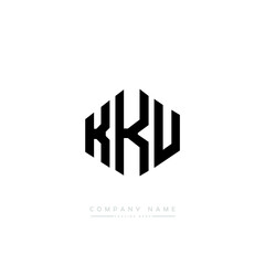 KKU letter logo design with polygon shape. KKU polygon logo monogram. KKU cube logo design. KKU hexagon vector logo template white and black colors. KKU monogram, KKU business and real estate logo. 