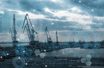 the concept of logistics automation for sea and river transport to manage the delivery of goods using artificial intelligence