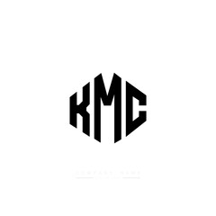 KMC letter logo design with polygon shape. KMC polygon logo monogram. KMC cube logo design. KMC hexagon vector logo template white and black colors. KMC monogram, KMC business and real estate logo. 