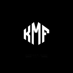 KMF letter logo design with polygon shape. KMF polygon logo monogram. KMF cube logo design. KMF hexagon vector logo template white and black colors. KMF monogram, KMF business and real estate logo. 