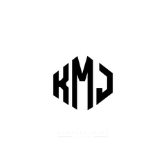 KMJ letter logo design with polygon shape. KMJ polygon logo monogram. KMJ cube logo design. KMJ hexagon vector logo template white and black colors. KMJ monogram, KMJ business and real estate logo. 