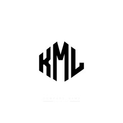 Fototapeta premium KML letter logo design with polygon shape. KML polygon logo monogram. KML cube logo design. KML hexagon vector logo template white and black colors. KML monogram, KML business and real estate logo. 