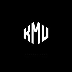 KMU letter logo design with polygon shape. KMU polygon logo monogram. KMU cube logo design. KMU hexagon vector logo template white and black colors. KMU monogram, KMU business and real estate logo. 