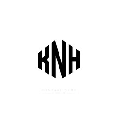 KNH letter logo design with polygon shape. KNH polygon logo monogram. KNH cube logo design. KNH hexagon vector logo template white and black colors. KNH monogram, KNH business and real estate logo.  