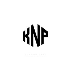 Obraz premium KNP letter logo design with polygon shape. KNP polygon logo monogram. KNP cube logo design. KNP hexagon vector logo template white and black colors. KNP monogram, KNP business and real estate logo. 