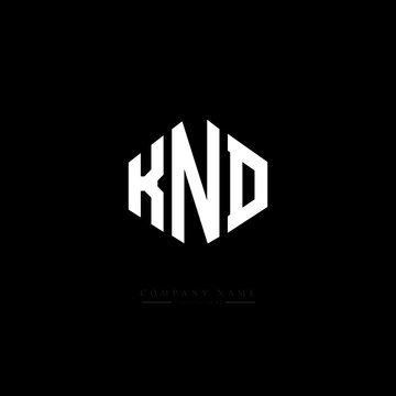 KND letter logo design with polygon shape. KND polygon logo monogram. KND cube logo design. KND hexagon vector logo template white and black colors. KND monogram, KND business and real estate logo. 