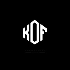 KOF letter logo design with polygon shape. KOF polygon logo monogram. KOF cube logo design. KOF hexagon vector logo template white and black colors. KOF monogram, KOF business and real estate logo. 