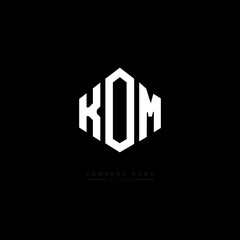 Fototapeta premium KOM letter logo design with polygon shape. KOM polygon logo monogram. KOM cube logo design. KOM hexagon vector logo template white and black colors. KOM monogram, KOM business and real estate logo. 