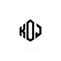 KOJ letter logo design with polygon shape. KOJ polygon logo monogram. KOJ cube logo design. KOJ hexagon vector logo template white and black colors. KOJ monogram, KOJ business and real estate logo. 
