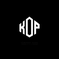 KOP letter logo design with polygon shape. KOP polygon logo monogram. KOP cube logo design. KOP hexagon vector logo template white and black colors. KOP monogram, KOP business and real estate logo. 