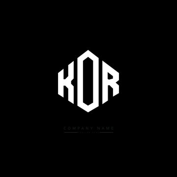 KOR letter logo design with polygon shape. KOR polygon logo monogram. KOR cube logo design. KOR hexagon vector logo template white and black colors. KOR monogram, KOR business and real estate logo. 