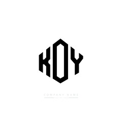 KOY letter logo design with polygon shape. KOY polygon logo monogram. KOY cube logo design. KOY hexagon vector logo template white and black colors. KOY monogram, KOY business and real estate logo. 