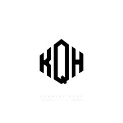 KQH letter logo design with polygon shape. KQH polygon logo monogram. KQH cube logo design. KQH hexagon vector logo template white and black colors. KQH monogram, KQH business and real estate logo. 