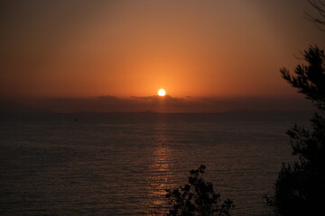 Romantic sunset sea view at italian coast. High quality photo