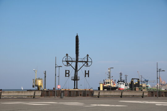 View to new port and Wind Semaphor Bremerhaven, Germany