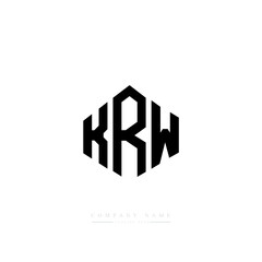 KRW letter logo design with polygon shape. KRW polygon logo monogram. KRW cube logo design. KRW hexagon vector logo template white and black colors. KRW monogram, KRW business and real estate logo. 