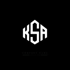 KSA letter logo design with polygon shape. KSA polygon logo monogram. KSA cube logo design. KSA hexagon vector logo template white and black colors. KSA monogram, KSA business and real estate logo. 