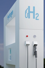 Hydrogen gas stations fuel dispenser. 3d illustration.