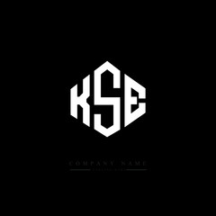 KSE letter logo design with polygon shape. KSE polygon logo monogram. KSE cube logo design. KSE hexagon vector logo template white and black colors. KSE monogram, KSE business and real estate logo. 