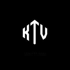 KTV letter logo design with polygon shape. KTV polygon logo monogram. KTV cube logo design. KTV hexagon vector logo template white and black colors. KTV monogram, KTV business and real estate logo. 