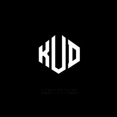 KUD letter logo design with polygon shape. KUD polygon logo monogram. KUD cube logo design. KUD hexagon vector logo template white and black colors. KUD monogram, KUD business and real estate logo. 