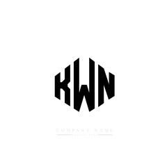KWN letter logo design with polygon shape. KWN polygon logo monogram. KWN cube logo design. KWN hexagon vector logo template white and black colors. KWN monogram, KWN business and real estate logo. 