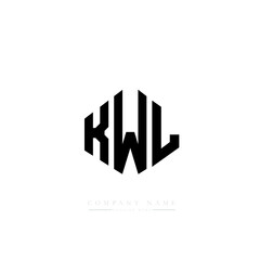 KWL letter logo design with polygon shape. KWL polygon logo monogram. KWL cube logo design. KWL hexagon vector logo template white and black colors. KWL monogram, KWL business and real estate logo. 