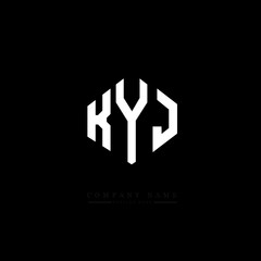 KYJ letter logo design with polygon shape. KYJ polygon logo monogram. KYJ cube logo design. KYJ hexagon vector logo template white and black colors. KYJ monogram, KYJ business and real estate logo. 