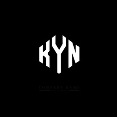 KYN letter logo design with polygon shape. KYN polygon logo monogram. KYN cube logo design. KYN hexagon vector logo template white and black colors. KYN monogram, KYN business and real estate logo. 