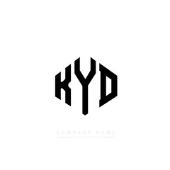 KYD letter logo design with polygon shape. KYD polygon logo monogram. KYD cube logo design. KYD hexagon vector logo template white and black colors. KYD monogram, KYD business and real estate logo. 